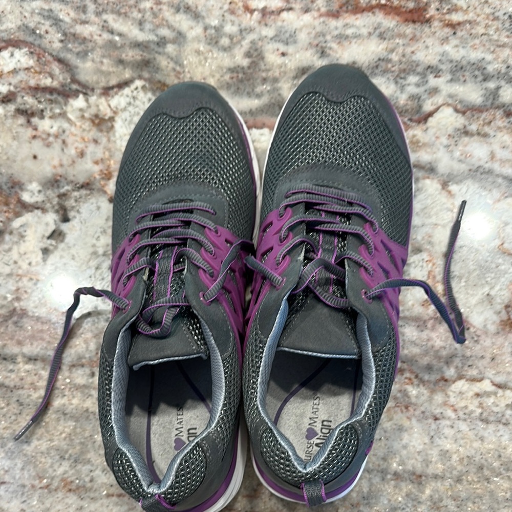 Nurse Mates Women's Gray and Purple Athletic Shoes
